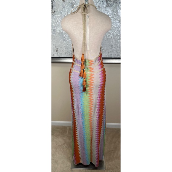ALEXIS Enna Halterneck Crochet Multicolor Missoni Pattern Maxi Dress Size M - Picture 9 of 11